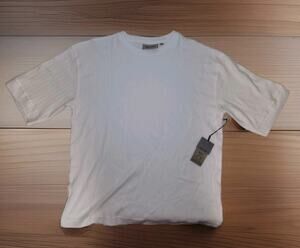 Amongst Others Mens Medium White Ribbed Drop Shoulder Boxy Fit T-Shirt NWT